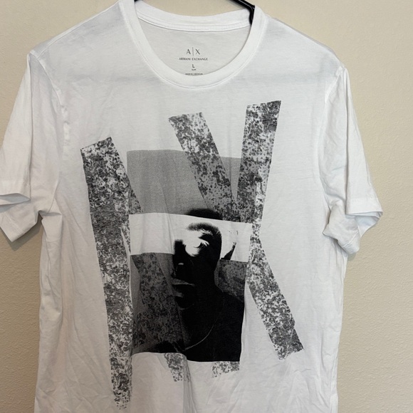 Armani Exchange White and Gray Graphic Tee men’s L #98 - Picture 4 of 5
